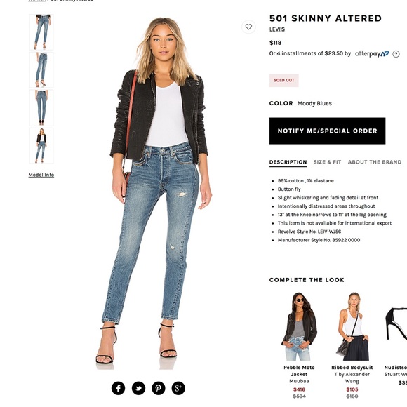 Sold out 501 Levi’s skinny altered high rise - Picture 3 of 7